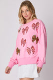 Sequin Bow Long Sleeve Sweatshirt