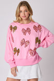 Sequin Bow Long Sleeve Sweatshirt