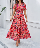 Eva Floral V-Neck Maxi Dress with Butterfly Sleeves