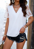 Sophie Elegant V-Neck Blouse with Lace Embroidery