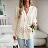 Elle Geometric Print V-Neck Blouse