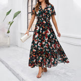 Eva Floral V-Neck Maxi Dress with Butterfly Sleeves