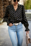 Elle Geometric Print V-Neck Blouse