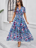 Eva Floral V-Neck Maxi Dress with Butterfly Sleeves