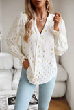 Elle Geometric Print V-Neck Blouse