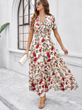 Eva Floral V-Neck Maxi Dress with Butterfly Sleeves