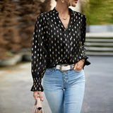 Elle Geometric Print V-Neck Blouse