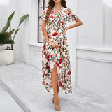 Eva Floral V-Neck Maxi Dress with Butterfly Sleeves