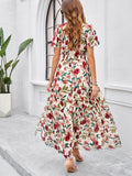 Eva Floral V-Neck Maxi Dress with Butterfly Sleeves