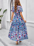 Eva Floral V-Neck Maxi Dress with Butterfly Sleeves