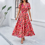 Eva Floral V-Neck Maxi Dress with Butterfly Sleeves