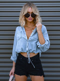 Hailey Loose Tie-Front Denim Shirt